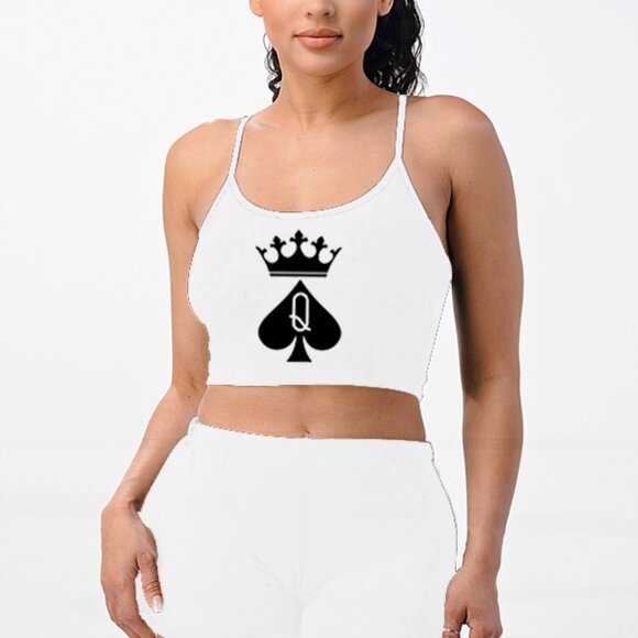 Women's "Queen" Cropped Cami Sleep Set - Picture 1 of 6